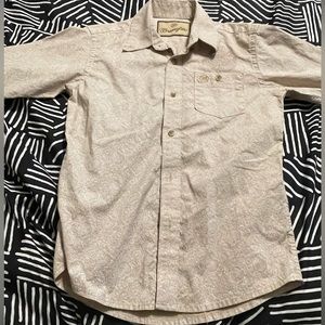 Wrangler Boy's White with Tan Paisley Print Long Sleeve Western Shirt